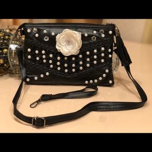 White Flower Black Purse